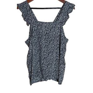 ICHI Navy/White Printed Tank Top - Size L